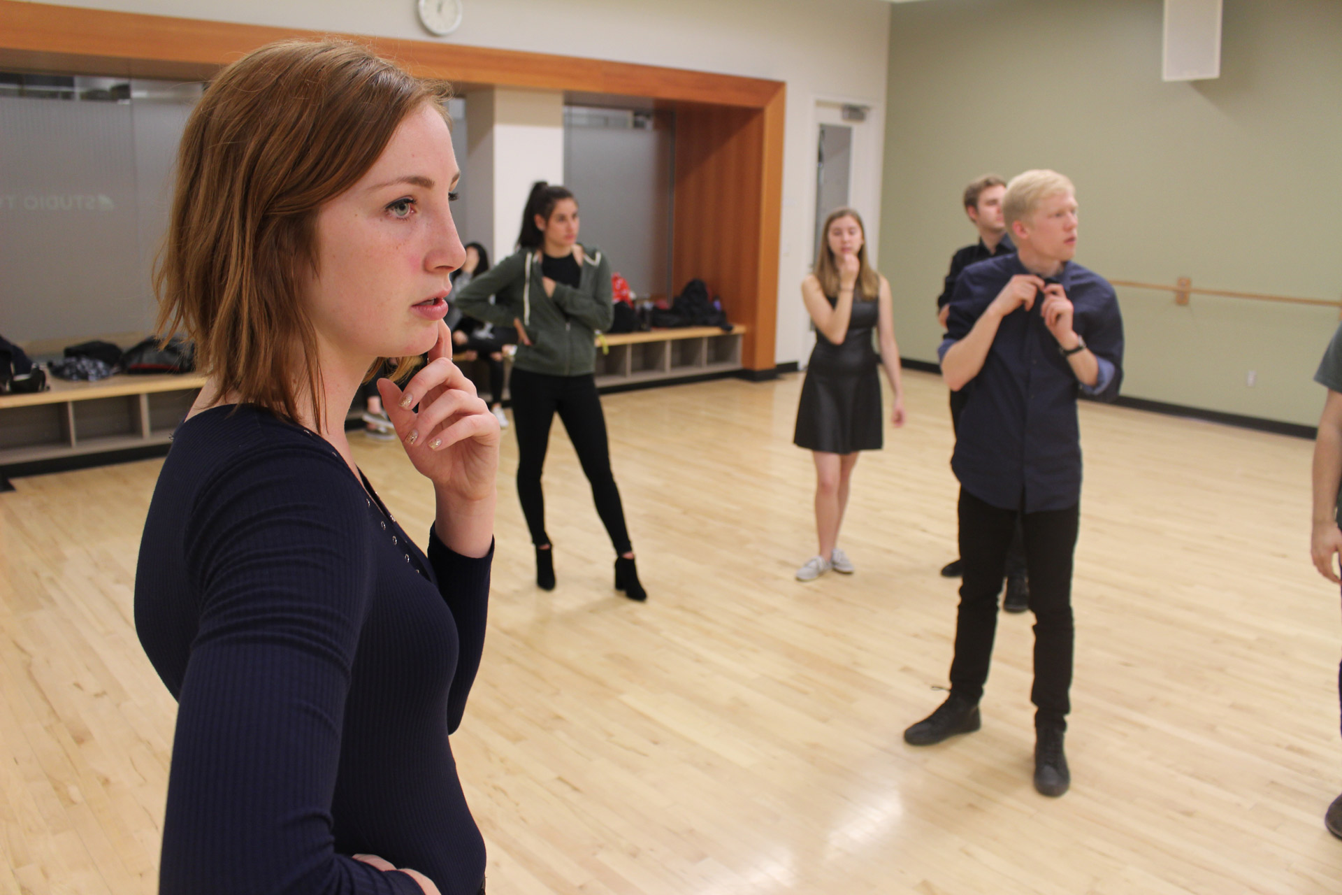 Creative contemplation- Journalism senior and dance coordinator Leah Horner makes last minute adjustments to the choreography. San Luis Obispo, Calif., Monday, January 30, 2017.